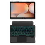 Til Samsung Galaxy Tab S10+ / S9+ læderetui + Bluetooth-kompatibelt tastatur med baggrundsbelyst touchpad