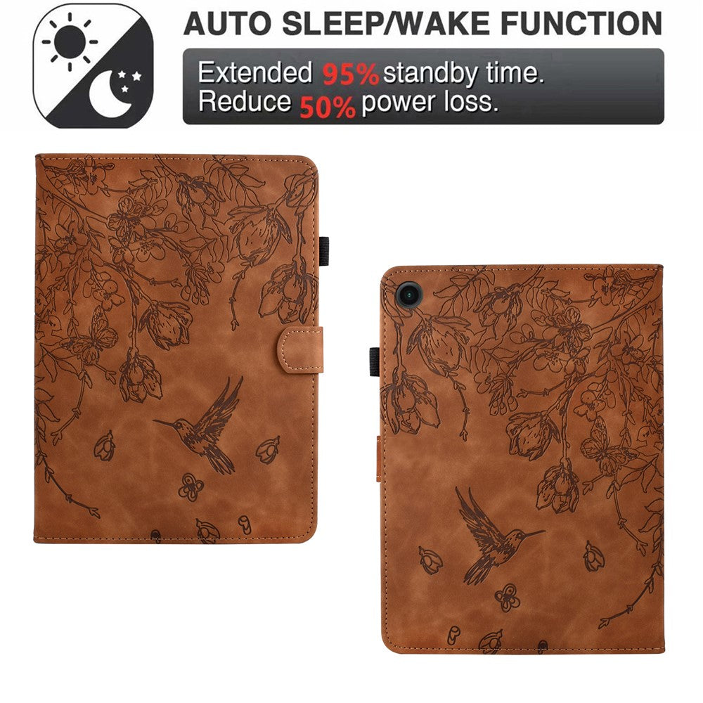 For Lenovo Tab M10 (Gen 3) Case Flower Bird Imprinted Card Holder Leather Tablet Cover