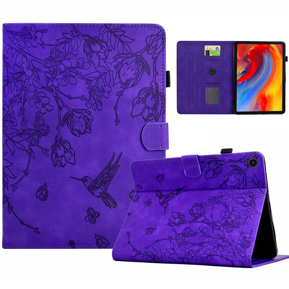 For Lenovo Tab M10 (Gen 3) Case Flower Bird Imprinted Card Holder Leather Tablet Cover