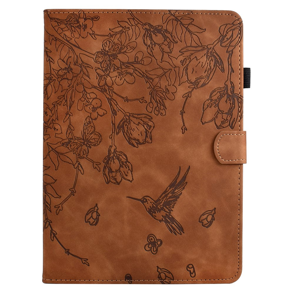 For Lenovo Tab M10 Plus (3rd Gen) Case Flower Bird Imprinted Card Holder Leather Tablet Cover
