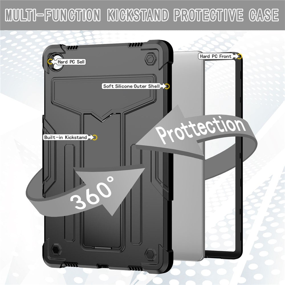 For Lenovo Tab M10 Plus (3rd Gen) / Xiaoxin Pad 2022 10.6 inch T-shaped Kickstand Shockproof Anti-fall PC + Silicone Tablet Case Protective Cover