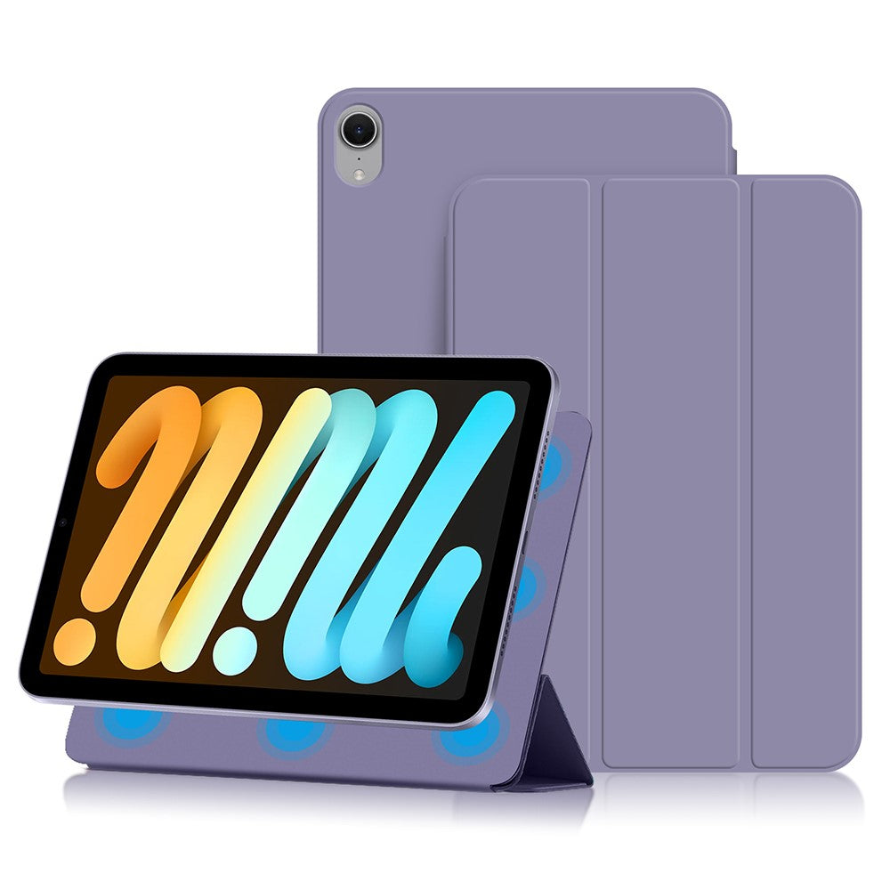 For iPad mini (2024) Case Magnetic Attachment PU Leather Tri-Fold Stand Shockproof Cover