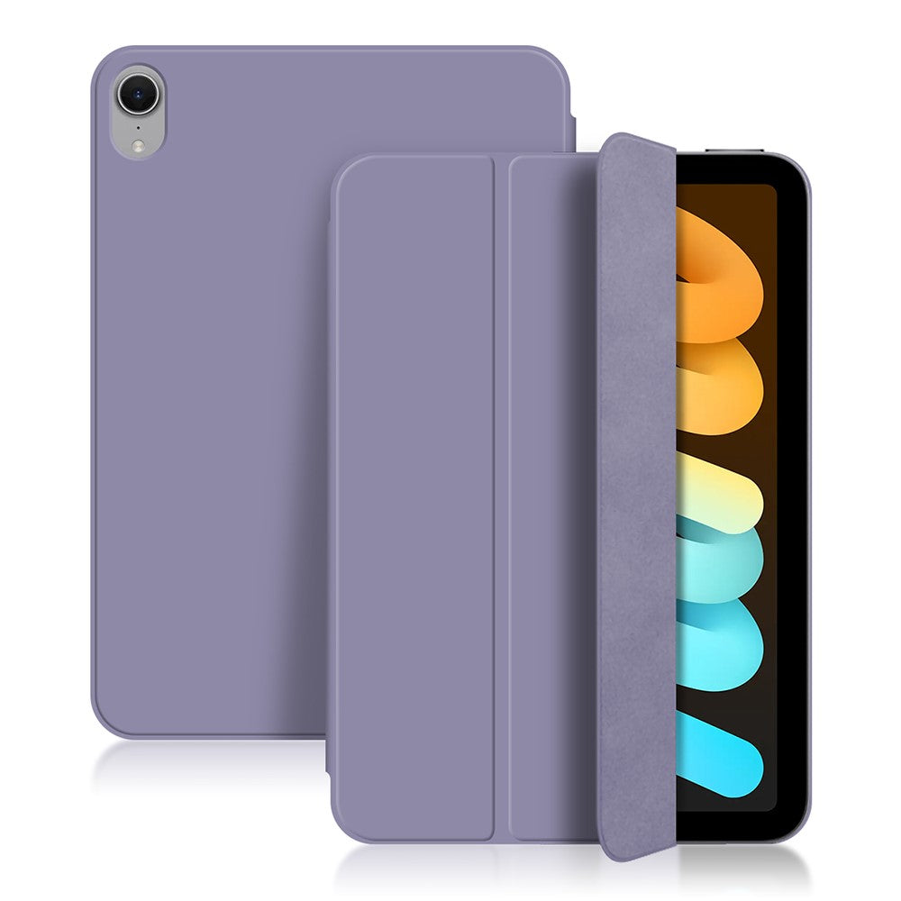 For iPad mini (2024) Case Magnetic Attachment PU Leather Tri-Fold Stand Shockproof Cover
