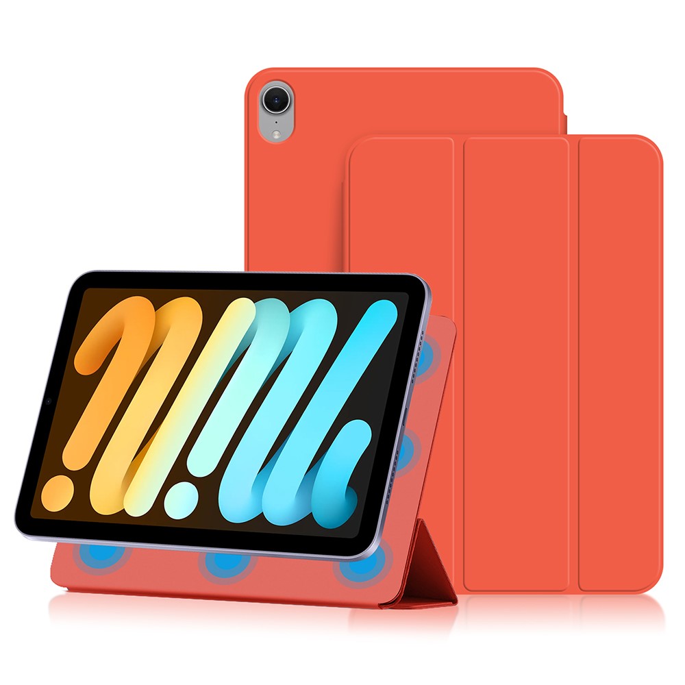 For iPad mini (2024) Case Magnetic Attachment PU Leather Tri-Fold Stand Shockproof Cover