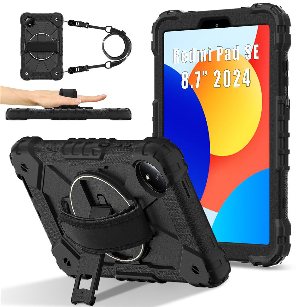 For Xiaomi Redmi Pad SE 4G 8.7 inch Case Silicone+PC Kickstand Tablet Cover with Handy Strap