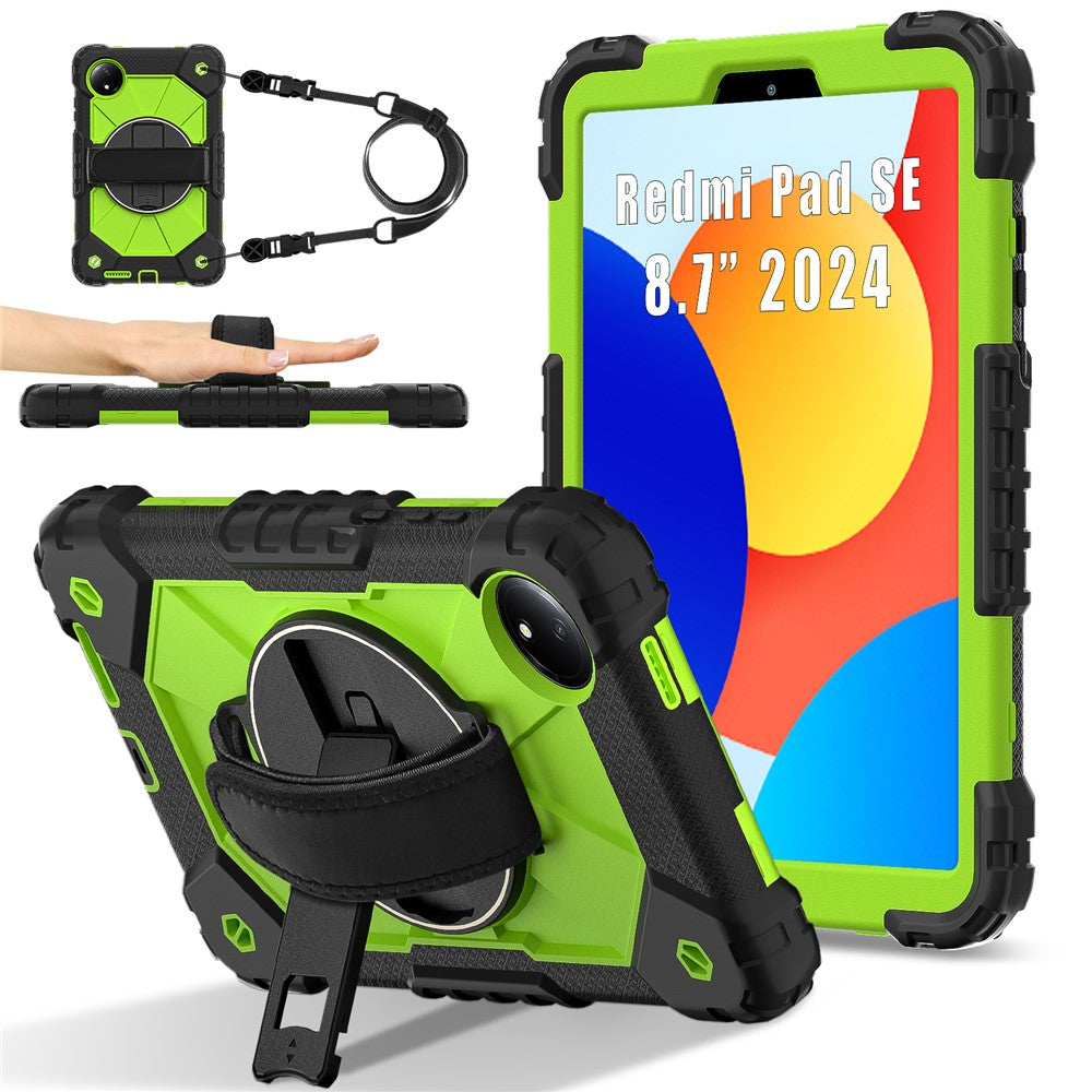 For Xiaomi Redmi Pad SE 4G 8.7 inch Case Silicone+PC Kickstand Tablet Cover with Handy Strap