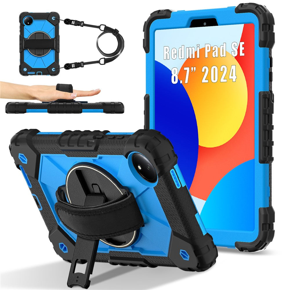 For Xiaomi Redmi Pad SE 4G 8.7 inch Case Silicone+PC Kickstand Tablet Cover with Handy Strap