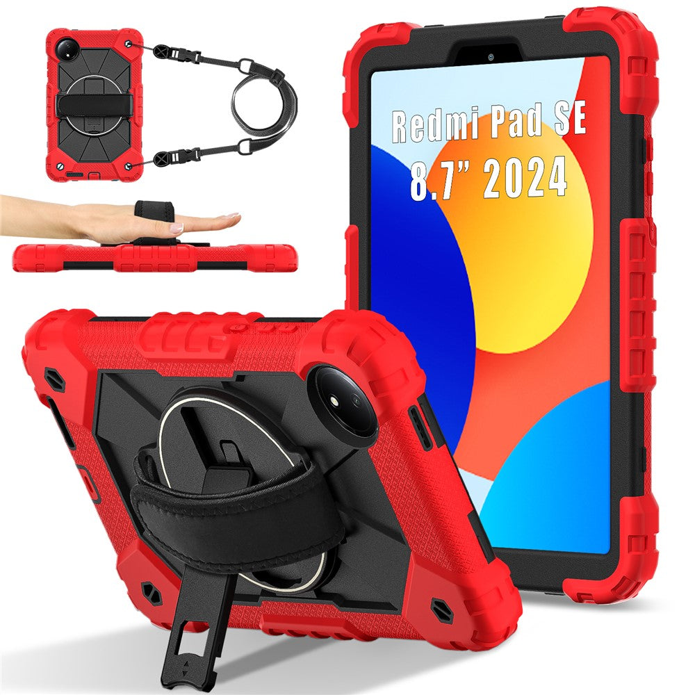 For Xiaomi Redmi Pad SE 4G 8.7 inch Case Silicone+PC Kickstand Tablet Cover with Handy Strap