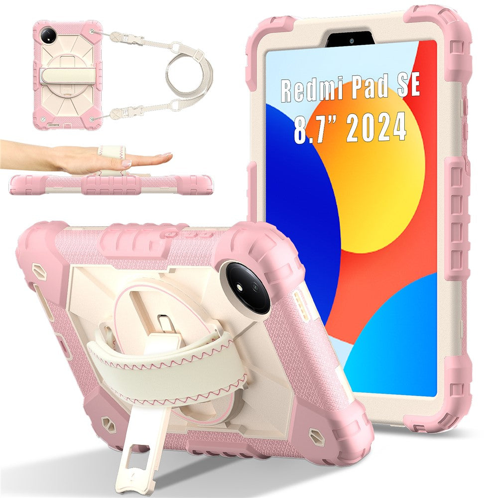 For Xiaomi Redmi Pad SE 4G 8.7 inch Case Silicone+PC Kickstand Tablet Cover with Handy Strap
