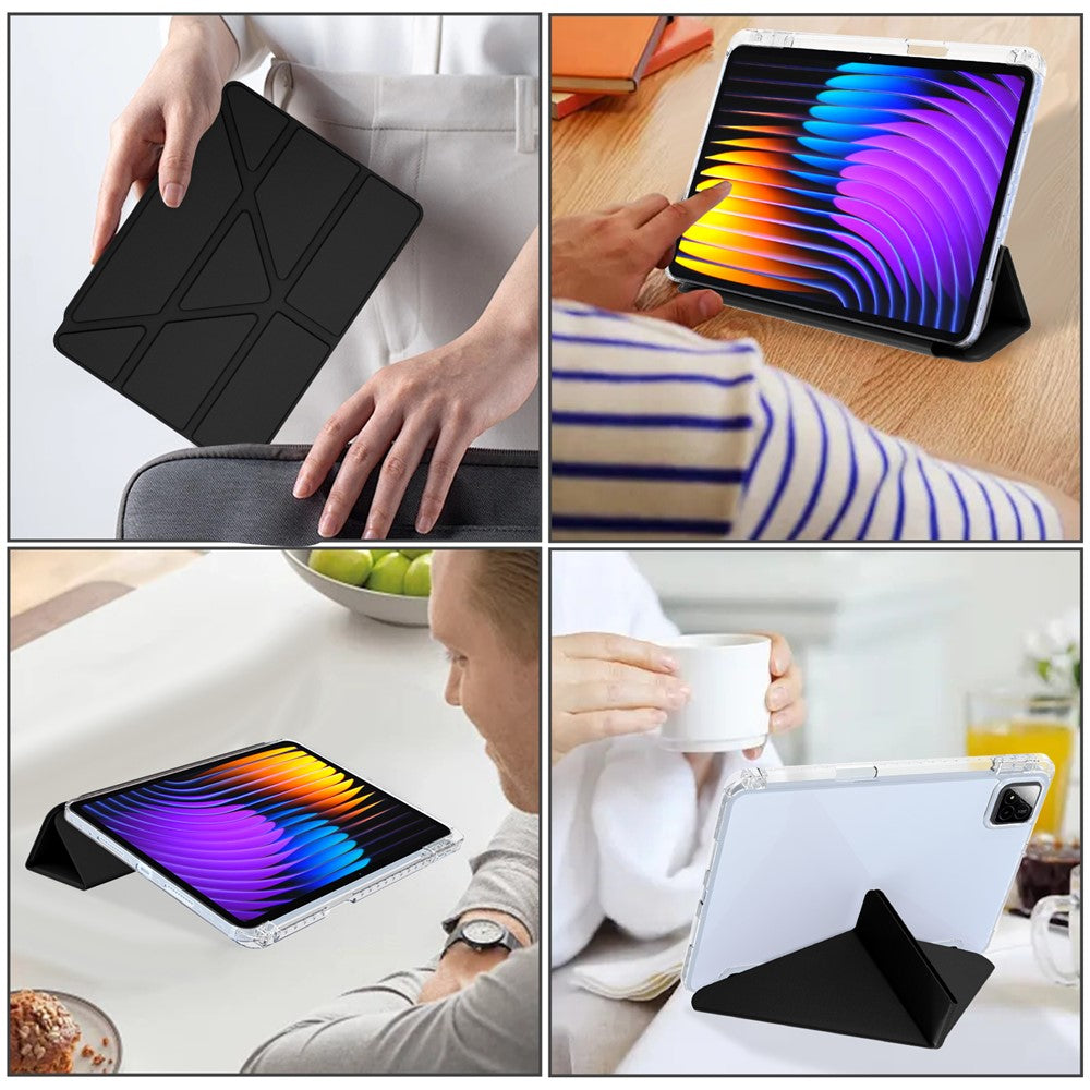 For Xiaomi Poco Pad X1 / Pad 8 Pro / Pad 8 / Pad 7 Pro / Pad 7 Case PU Leather Origami Stand Clear Tablet Cover