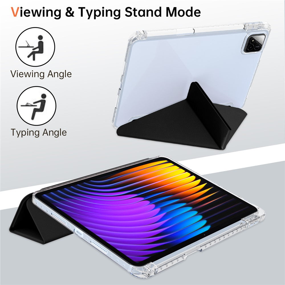 For Xiaomi Poco Pad X1 / Pad 8 Pro / Pad 8 / Pad 7 Pro / Pad 7 Case PU Leather Origami Stand Clear Tablet Cover