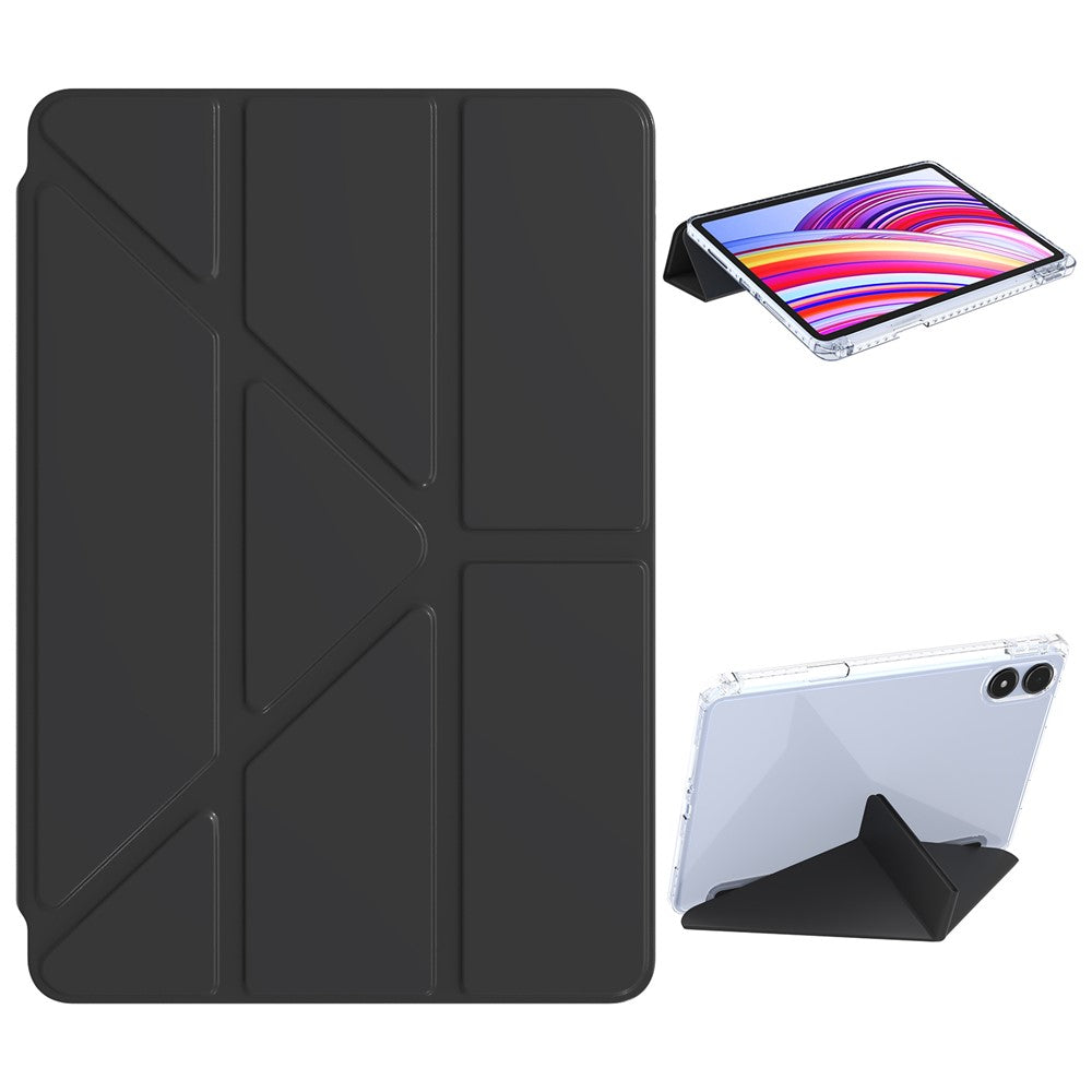 PU Leather Case For Xiaomi Redmi Pad Pro 5G  /  Pad Pro  /  Poco Pad 4G Origami Stand Clear Tablet Cover
