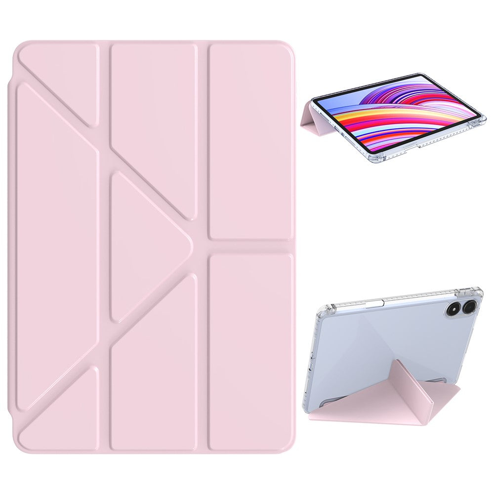PU Leather Case For Xiaomi Redmi Pad Pro 5G  /  Pad Pro  /  Poco Pad 4G Origami Stand Clear Tablet Cover
