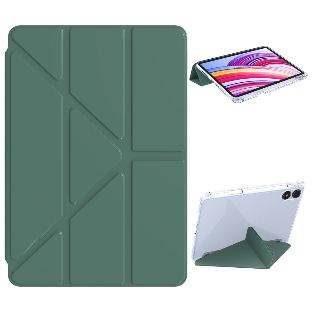 PU Leather Case For Xiaomi Redmi Pad Pro 5G  /  Pad Pro  /  Poco Pad 4G Origami Stand Clear Tablet Cover