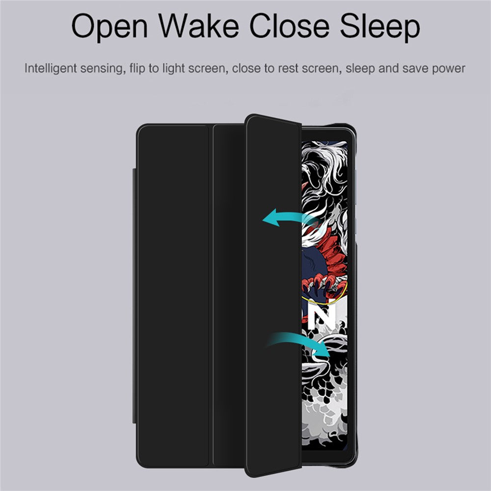 For Lenovo Legion Y700 (2024) Tablet Case Trifold Stand Leather+PC Hollow Back Cover Auto Wake / Sleep