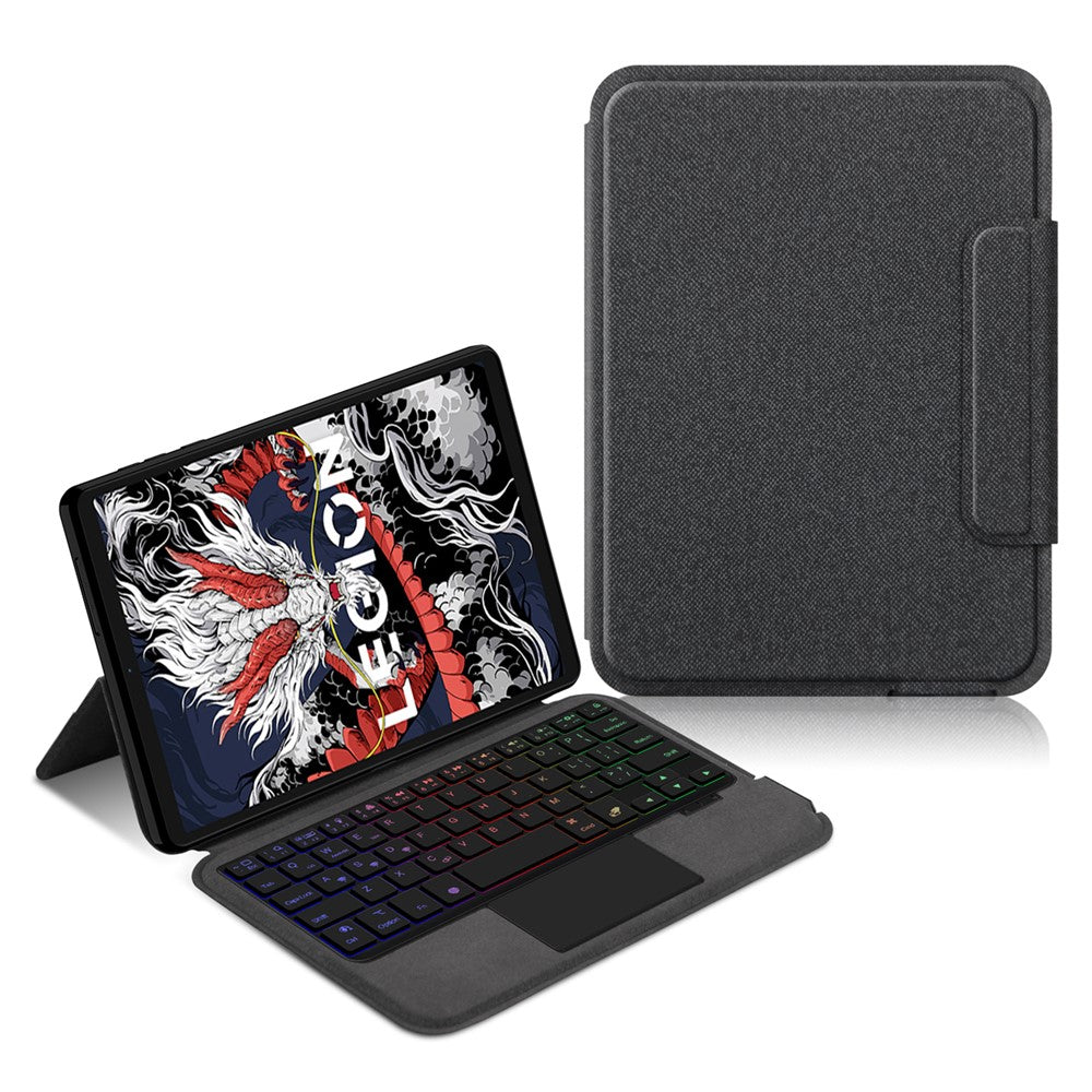 For Lenovo Legion Y700 (2024) Leather Case + Touchpad Bluetooth-compatible Keyboard with Backlit