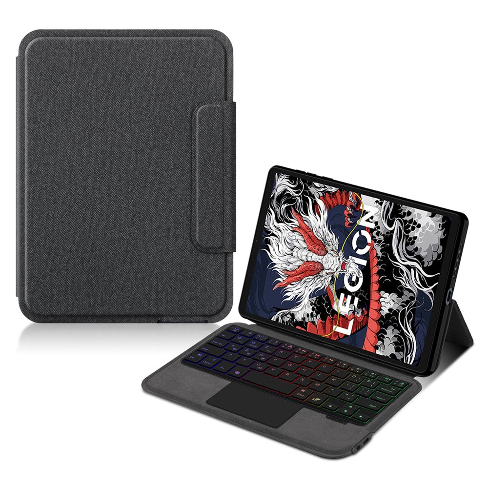 For Lenovo Legion Y700 (2024) Leather Case + Touchpad Bluetooth-compatible Keyboard with Backlit