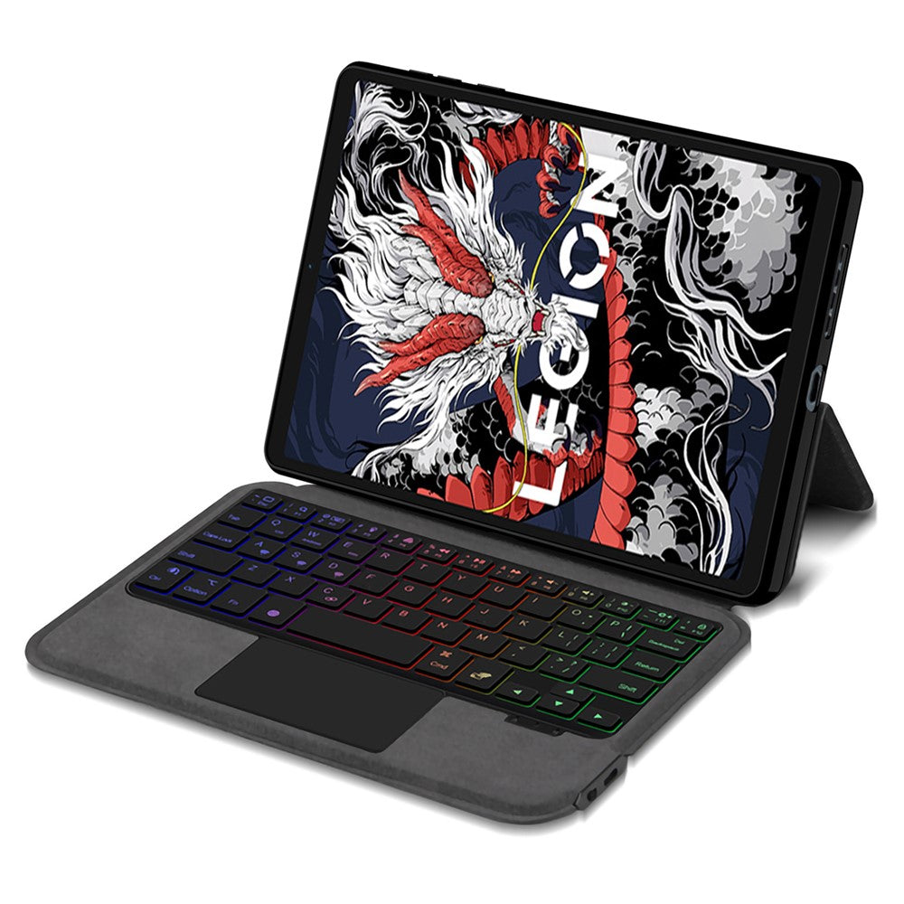 For Lenovo Legion Y700 (2024) Leather Case + Touchpad Bluetooth-compatible Keyboard with Backlit