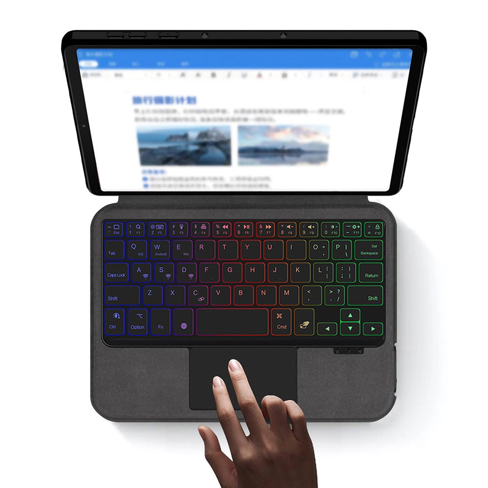 For Lenovo Legion Y700 (2024) Leather Case + Touchpad Bluetooth-compatible Keyboard with Backlit