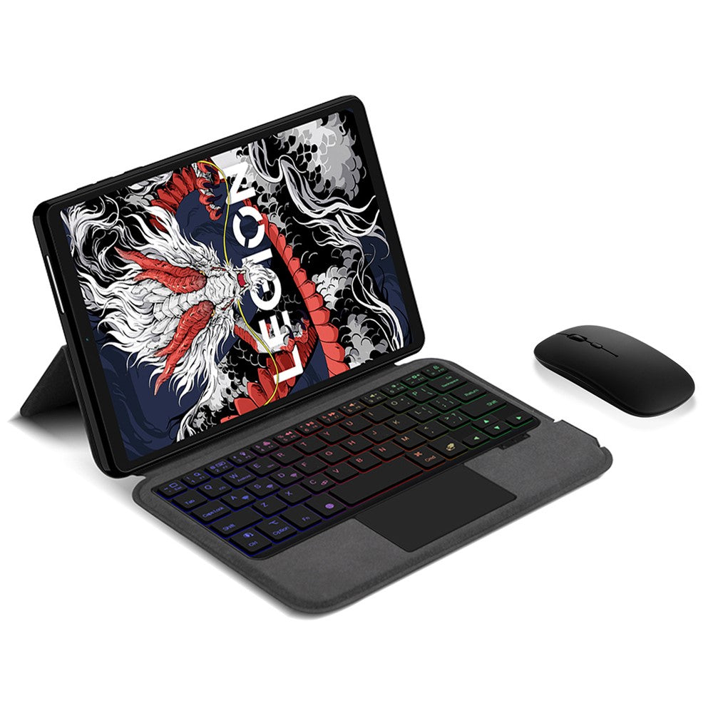 For Lenovo Legion Y700 (2024) Leather Case + Touchpad Bluetooth-compatible Keyboard with Backlit