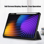 For Xiaomi Pad 7 Pro / Pad 7 Case Tri-Fold Stand PU Leather+TPU+Clear PC Back Cover
