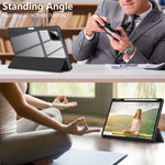 For Xiaomi Pad 7 Pro / Pad 7 Case Tri-Fold Stand PU Leather+TPU+Clear PC Back Cover