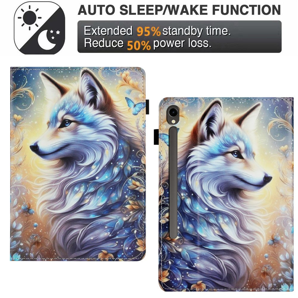For Samsung Galaxy Tab S9 / S10 FE / S9 FE Case Pattern Leather Tablet Cover with Auto Sleep / Wake, Card Holder