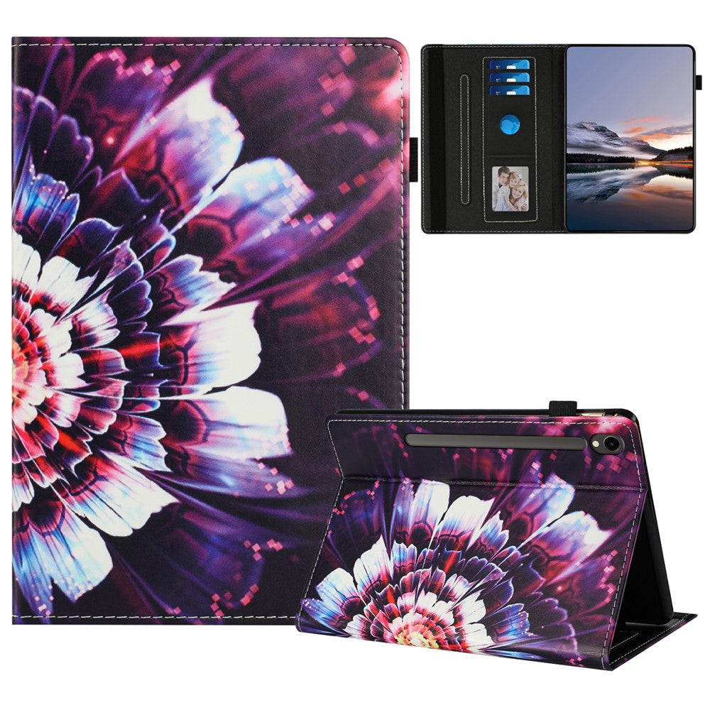 For Samsung Galaxy Tab S9 / S10 FE / S9 FE Case Pattern Leather Tablet Cover with Auto Sleep / Wake, Card Holder