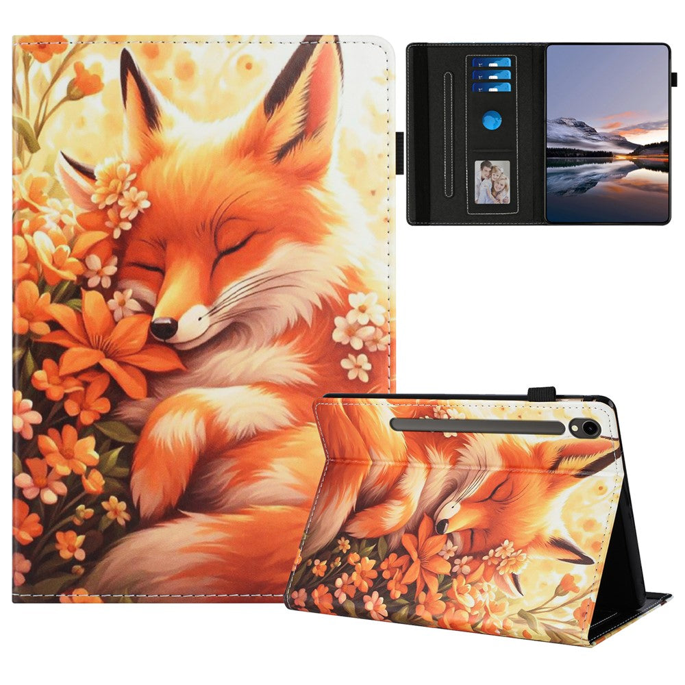 For Samsung Galaxy Tab S9 / S10 FE / S9 FE Case Pattern Leather Tablet Cover with Auto Sleep / Wake, Card Holder
