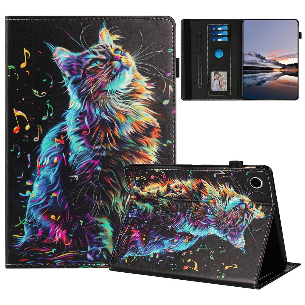 For Lenovo M10 Plus TB-X606F Case Pattern Leather Tablet Cover with Auto Sleep / Wake, Card Holder