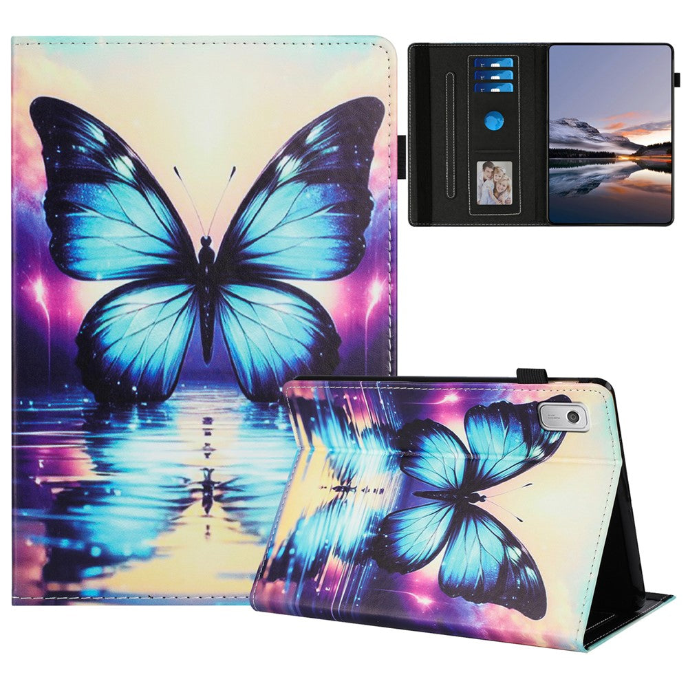 For Lenovo Tab M9 TB-310FU Case Pattern Leather Tablet Cover with Auto Sleep / Wake, Card Holder