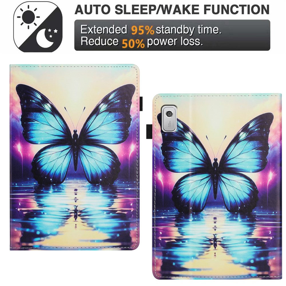 For Lenovo Tab M9 TB-310FU Case Pattern Leather Tablet Cover with Auto Sleep / Wake, Card Holder