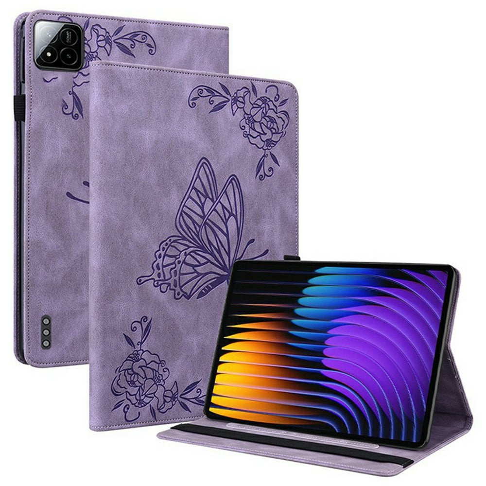 For Xiaomi Poco Pad X1 / Pad 8 Pro / Pad 8 / Pad 7 Pro / Pad 7 Case Butterfly Flower Imprint PU Leather Tablet Cover with Card Slots