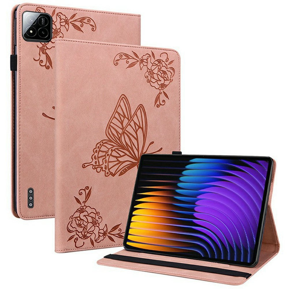 For Xiaomi Poco Pad X1 / Pad 8 Pro / Pad 8 / Pad 7 Pro / Pad 7 Case Butterfly Flower Imprint PU Leather Tablet Cover with Card Slots