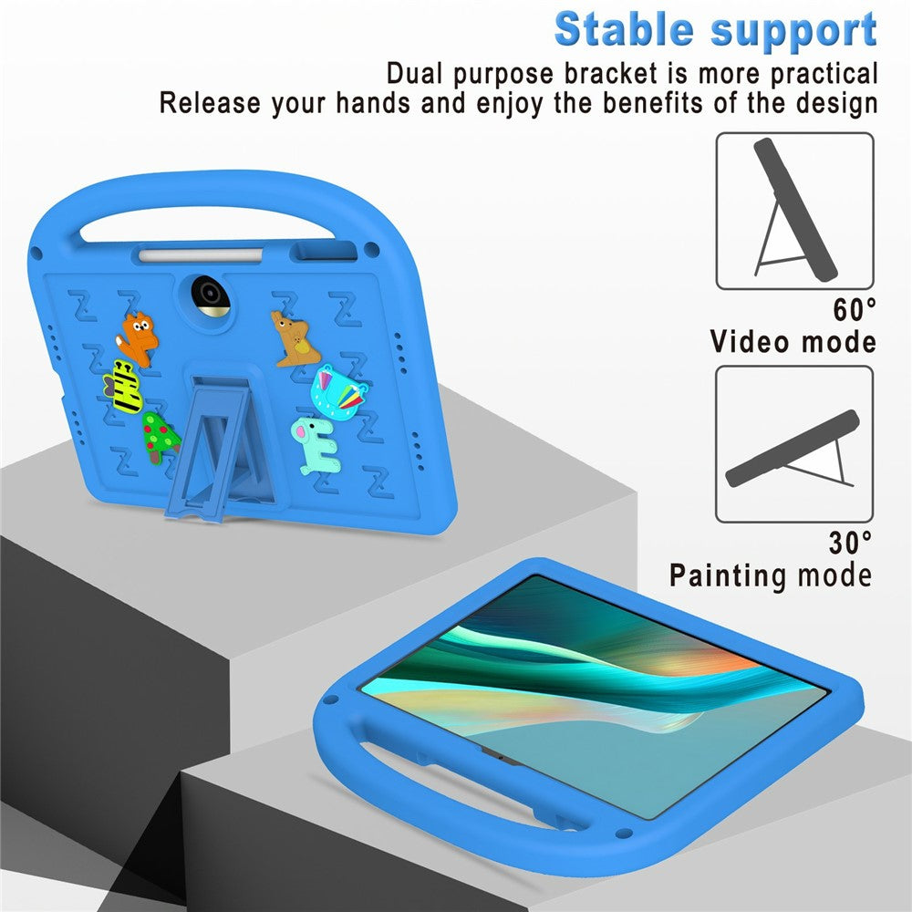 For Honor Pad 9 Standercover med tegneseriedesign Anti-fald EVA+PC Tabletcover med strop til børn