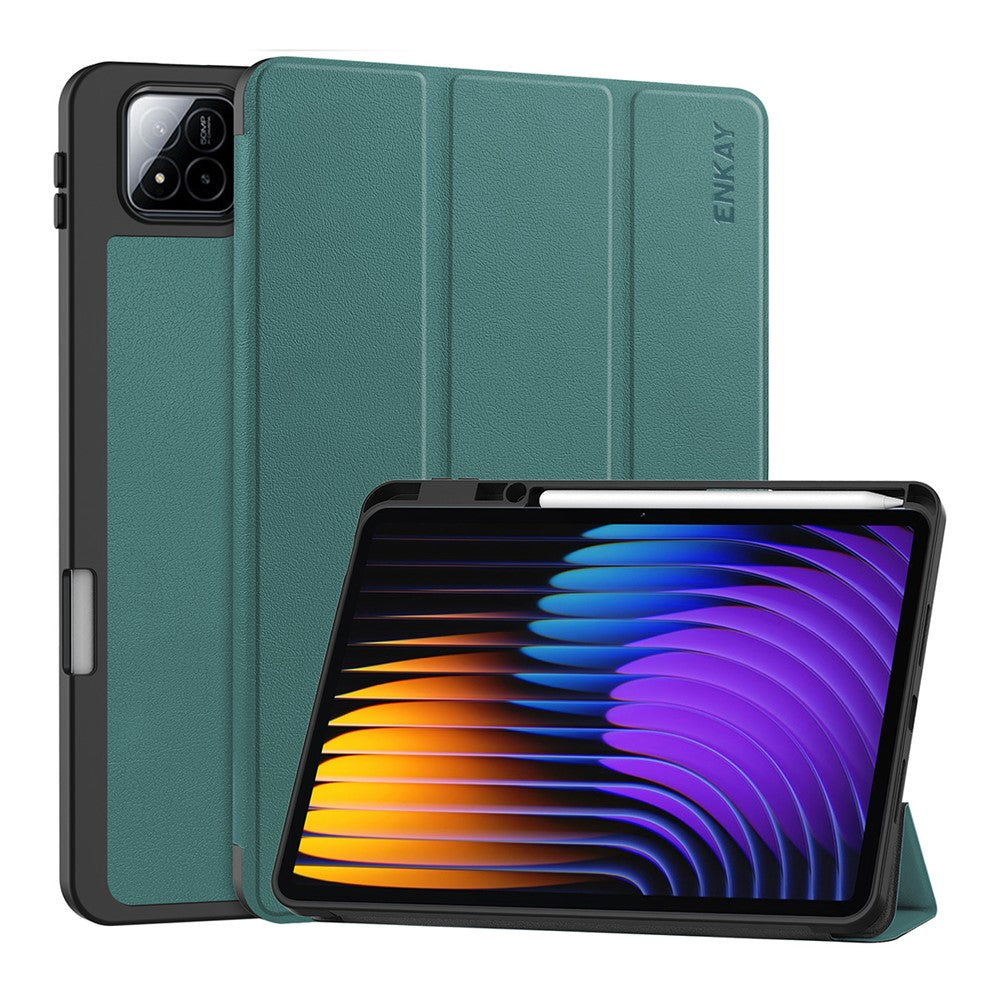 ENKAY HAT PRINCE For Xiaomi Pad 7 Pro / Xiaomi Pad 7  Tri-Fold Stand Tablet Case PU Leather+TPU Smart Cover with Pencil Holder