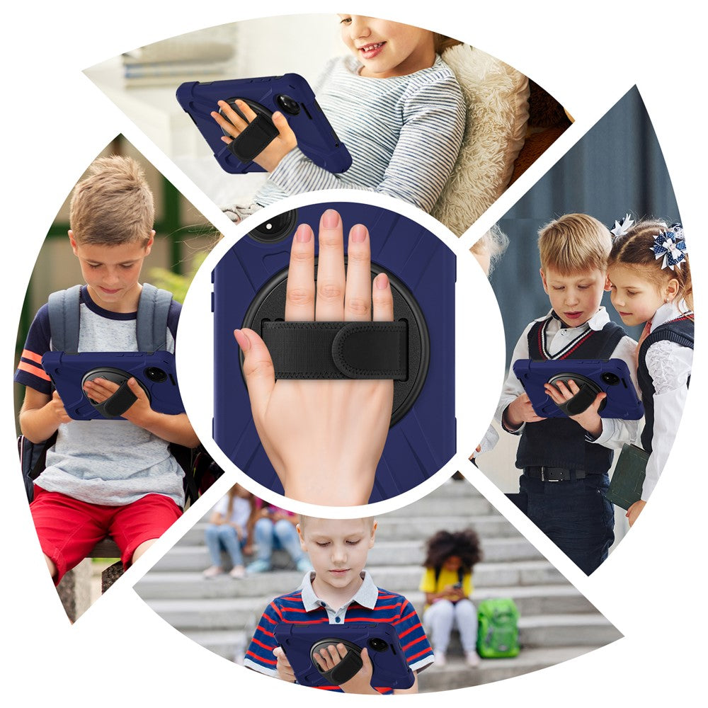 For Xiaomi Redmi Pad SE 4G 8.7 inch Case Rotary Kickstand PC+Silicone Hand Strap Tablet Cover