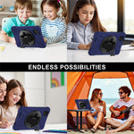For Xiaomi Redmi Pad SE 4G 8.7 inch Case Rotary Kickstand PC+Silicone Hand Strap Tablet Cover