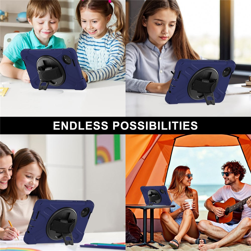 For Xiaomi Redmi Pad SE 4G 8.7 inch Case Rotary Kickstand PC+Silicone Hand Strap Tablet Cover