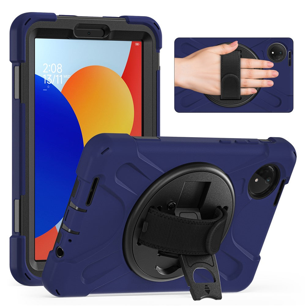 For Xiaomi Redmi Pad SE 4G 8.7 inch Case Rotary Kickstand PC+Silicone Hand Strap Tablet Cover