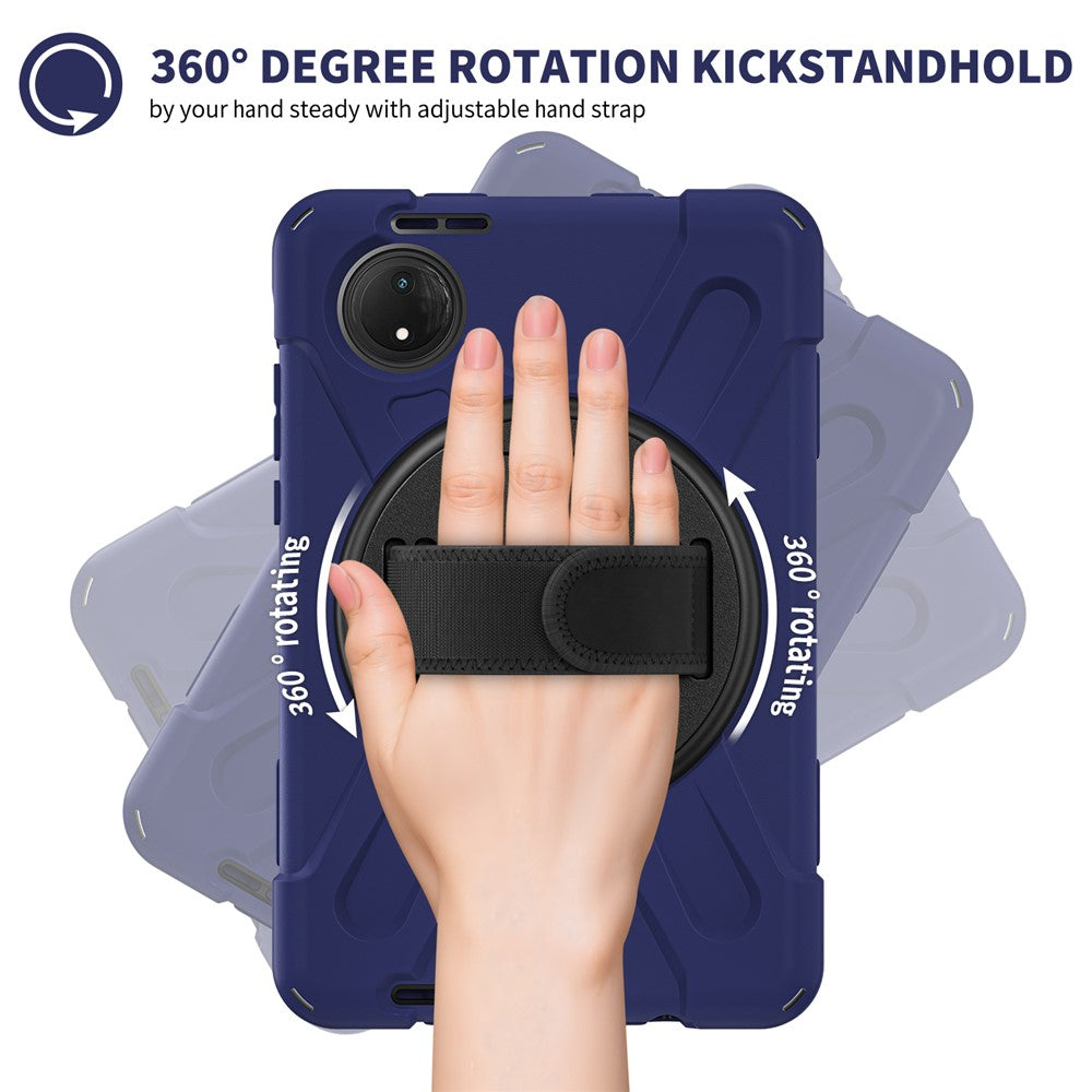 For Xiaomi Redmi Pad SE 4G 8.7 inch Case Rotary Kickstand PC+Silicone Hand Strap Tablet Cover