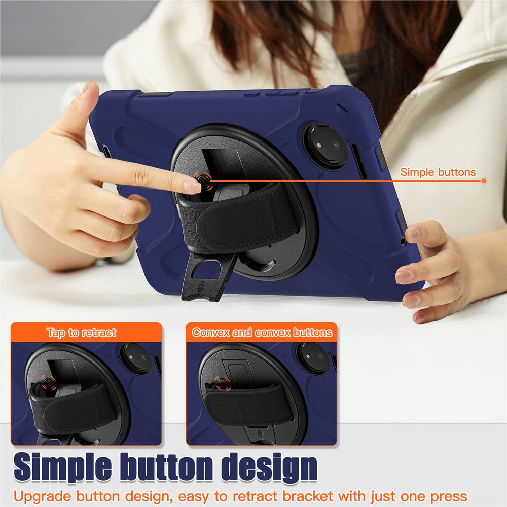 For Xiaomi Redmi Pad SE 4G 8.7 inch Case Rotary Kickstand PC+Silicone Hand Strap Tablet Cover