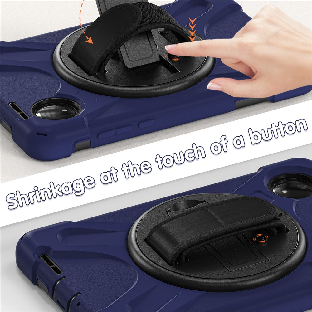 For Xiaomi Redmi Pad SE 4G 8.7 inch Case Rotary Kickstand PC+Silicone Hand Strap Tablet Cover
