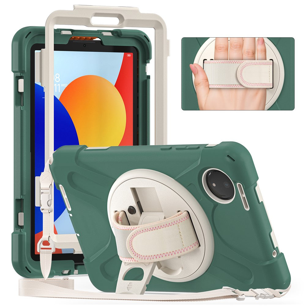 For Xiaomi Redmi Pad SE 4G 8.7 inch Kickstand Case TPU PC Silicone Tablet Cover with Shoulder Strap