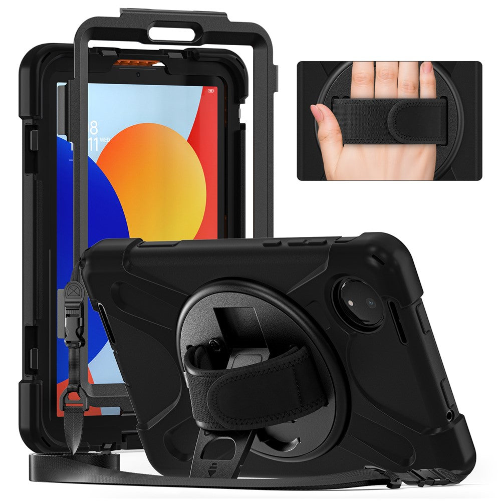 For Xiaomi Redmi Pad SE 4G 8.7 inch Kickstand Case TPU PC Silicone Tablet Cover with Shoulder Strap