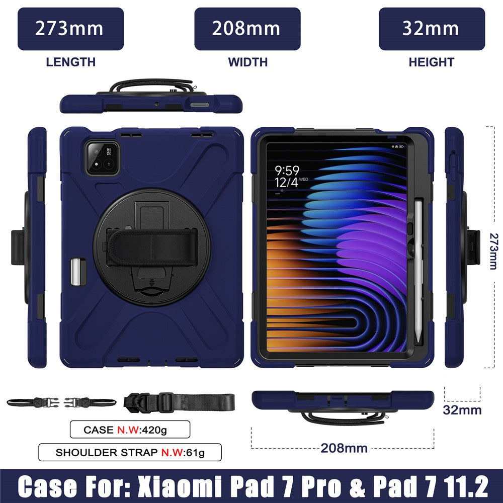 For Xiaomi Pad 8 Pro / Pad 8 / Pad 7 Pro / Pad 7 Kickstand Case TPU PC Silicone Tablet Cover with Shoulder Strap