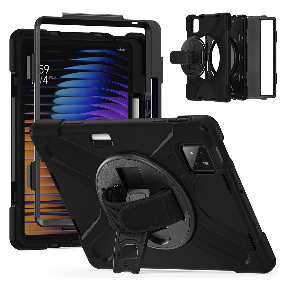 For Xiaomi Pad 8 Pro / Pad 8 / Pad 7 Pro / Pad 7 Case Rotary Kickstand PC+Silicone Hand Strap Tablet Cover