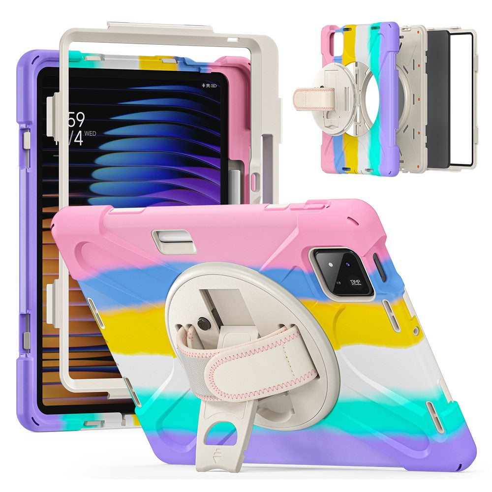 For Xiaomi Pad 8 Pro / Pad 8 / Pad 7 Pro / Pad 7 Case Rotary Kickstand PC+Silicone Hand Strap Tablet Cover