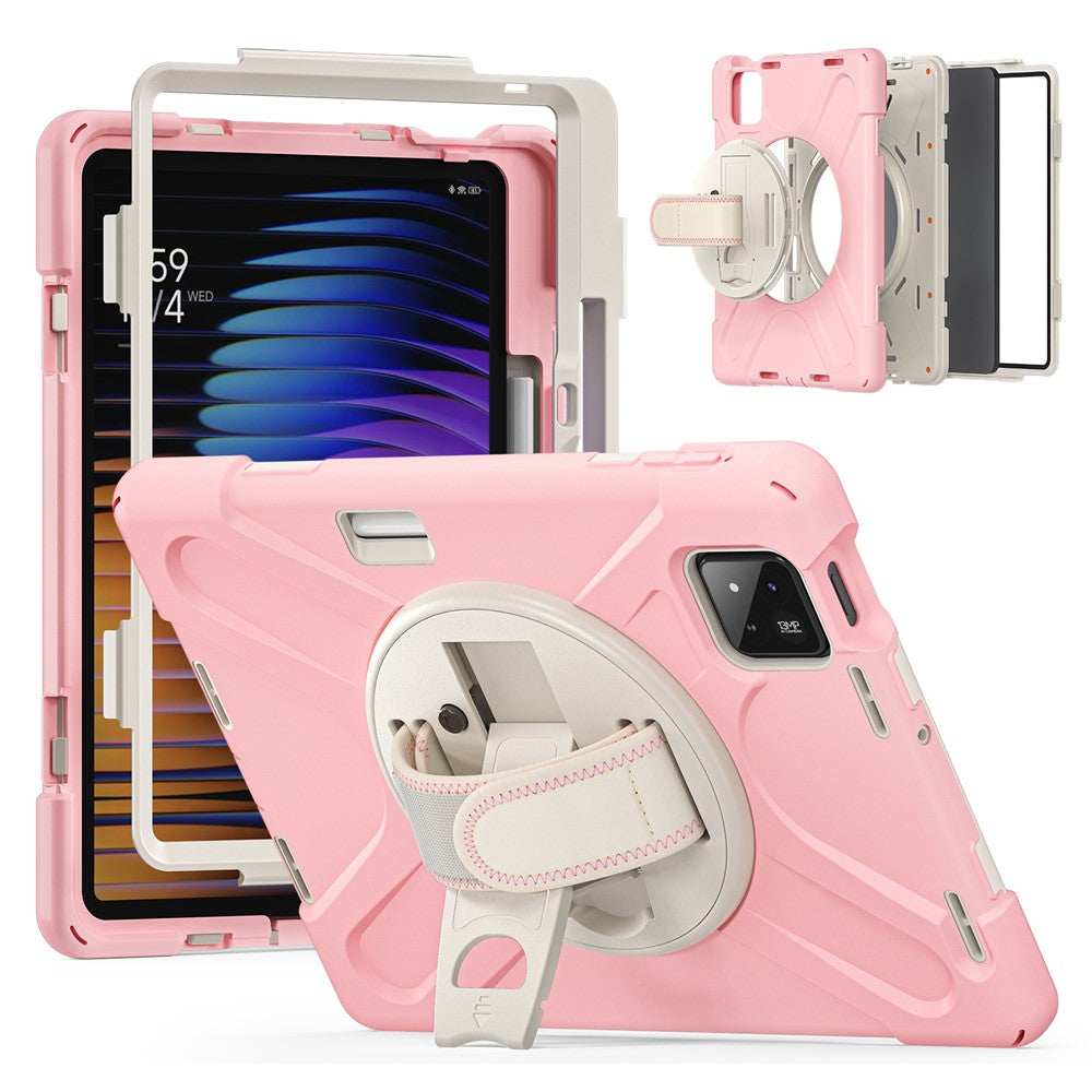 For Xiaomi Pad 8 Pro / Pad 8 / Pad 7 Pro / Pad 7 Case Rotary Kickstand PC+Silicone Hand Strap Tablet Cover