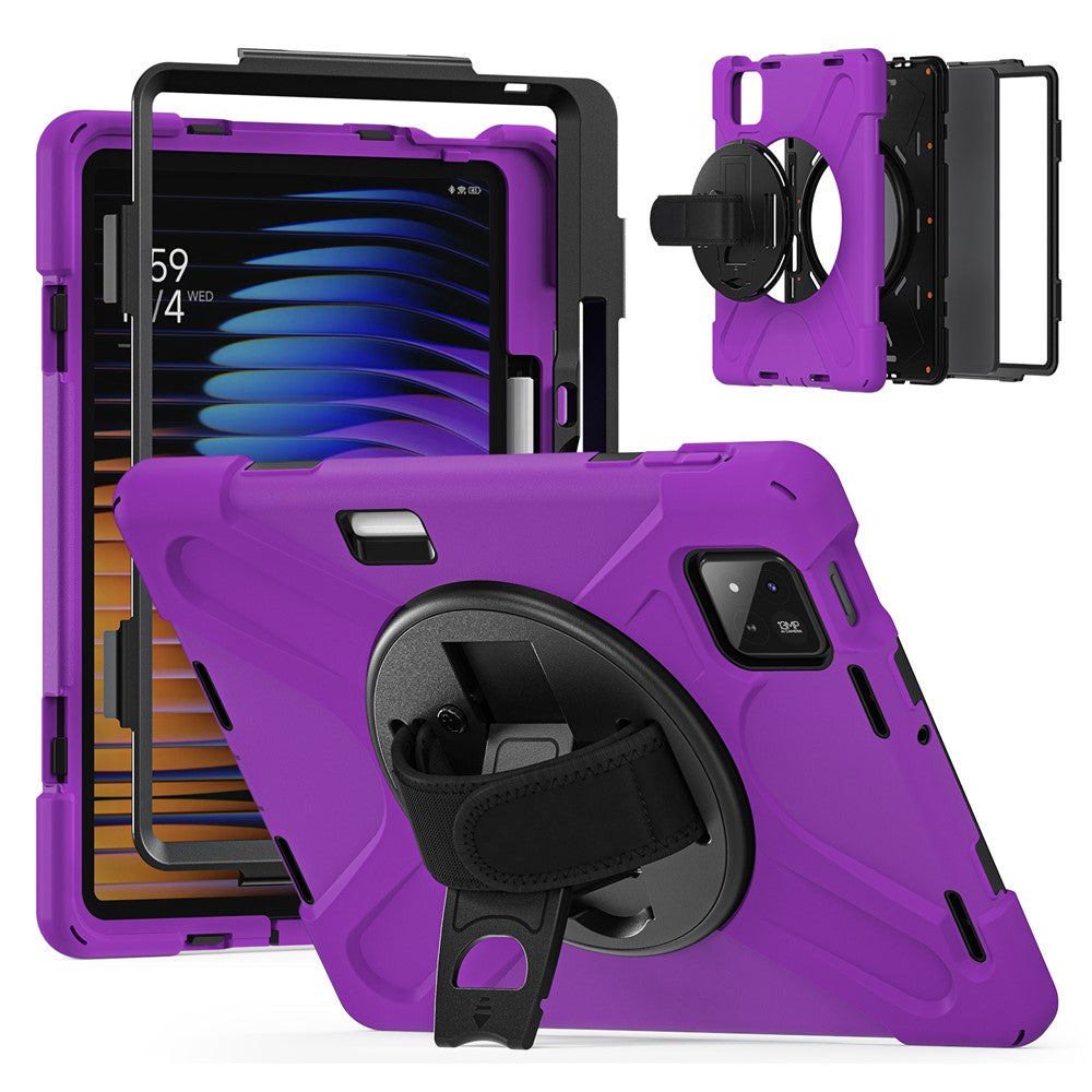For Xiaomi Pad 8 Pro / Pad 8 / Pad 7 Pro / Pad 7 Case Rotary Kickstand PC+Silicone Hand Strap Tablet Cover